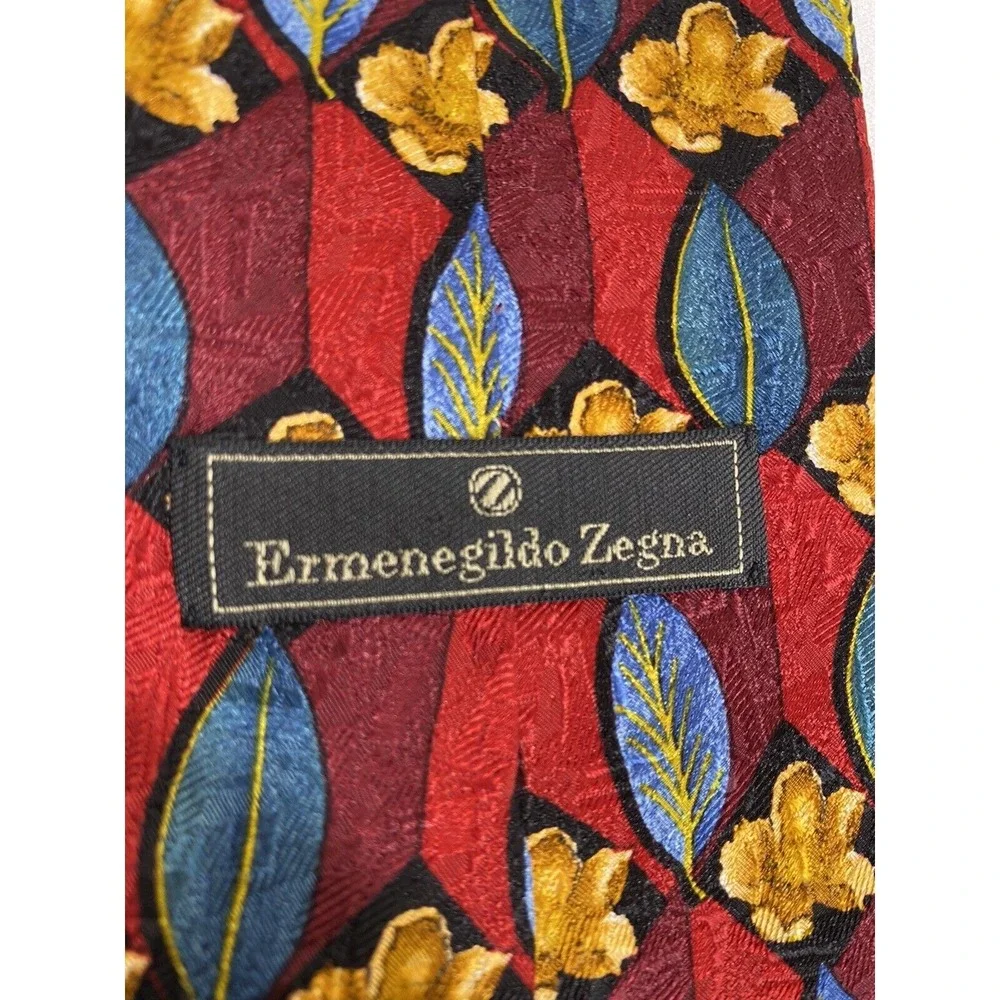 Ermenegildo Zegna Silk Tie Floral Handmade Italy Luxury Old Money Necktie